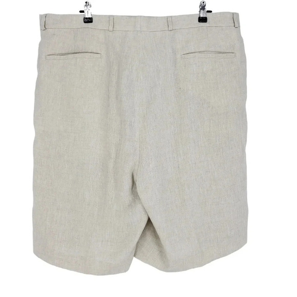 Fairway & Geene Golf Shorts Linen Oatmeal Pleated High Rise Lightweight - Picture 4 of 5